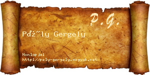 Pély Gergely névjegykártya